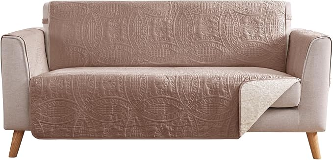 Pink Loveseat Covers for 2 Cushion Couch, Water-Repellent Slip Covers for Loveseat, Machine Washable Love Seat Quilted Couch Covers, Pet Friendly Loveseat Slipcovers (Loveseat 48", Pink)