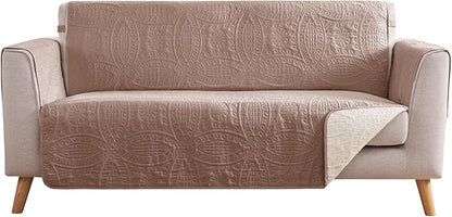 Pink Loveseat Covers for 2 Cushion Couch, Water-Repellent Slip Covers for Loveseat, Machine Washable Love Seat Quilted Couch Covers, Pet Friendly Loveseat Slipcovers (Loveseat 48", Pink)
