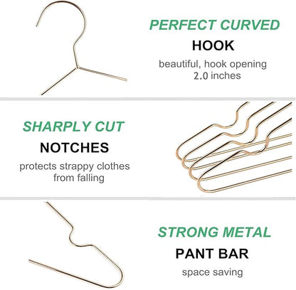 Amber Home 20Pack 12" Rose Gold Kids Baby Hangers, Strong Metal Children Clothes Hangers for Closet, Space Saving Infant Hanger for Toddler Coats Pants (Rose Gold, 20)