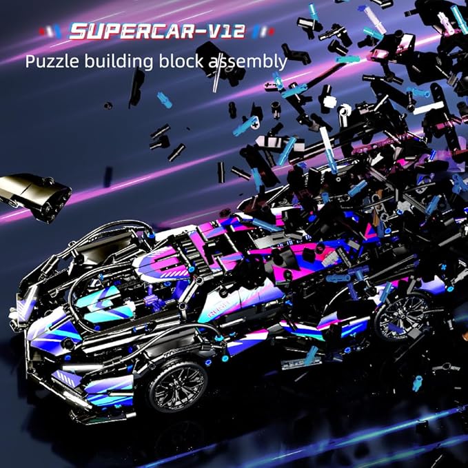 Mesiondy Sports Car Building Blocks Toys Boys，1:14 MOC Building Set Raceing Car Model,Construction Toy for Adults，Cars for Boys Age 6 7 8 9 Years Kids