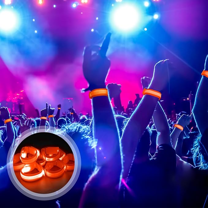 8pcs LED Light Up Bracelets Glow Flashing Wristbands Glow in The Dark Party Supplies for Wedding, Raves, Concert, Camping,Sporting Events, Party