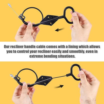 Recliner Pull Handle Replacement, Black Recliner D Ring Replacement Parts Compatible with Lazy Boy D Ring Couch Sofa Recliner Release Cable Pull for Lazyboy
