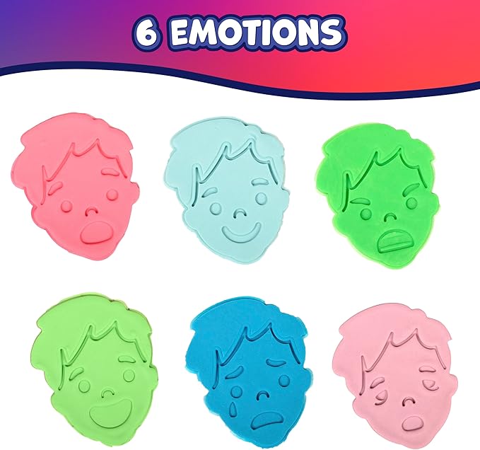 READY 2 LEARN Dough Cutters - 6 Emotions - Playdough Accessories - Dough Cutters for Kids - Clay Tools for Kids - Toddler Art Supplies