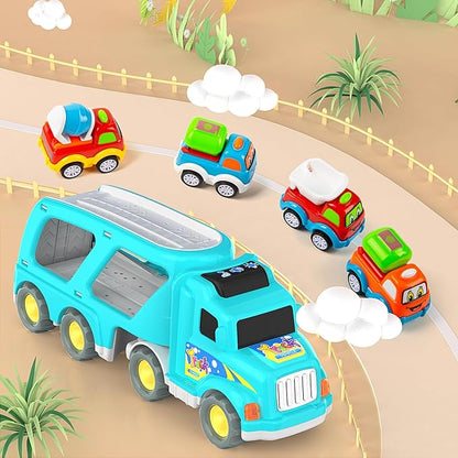 Veslier Toy Trucks Car for 2 3 4 5 Year Old Toddlers Boys Girls,Trucks Toys 5 in 1 Construction Vehicles Toys for Kids Boys Girls,Car Trucks Toys with Light Sound,Christmas Birthday Gifts.