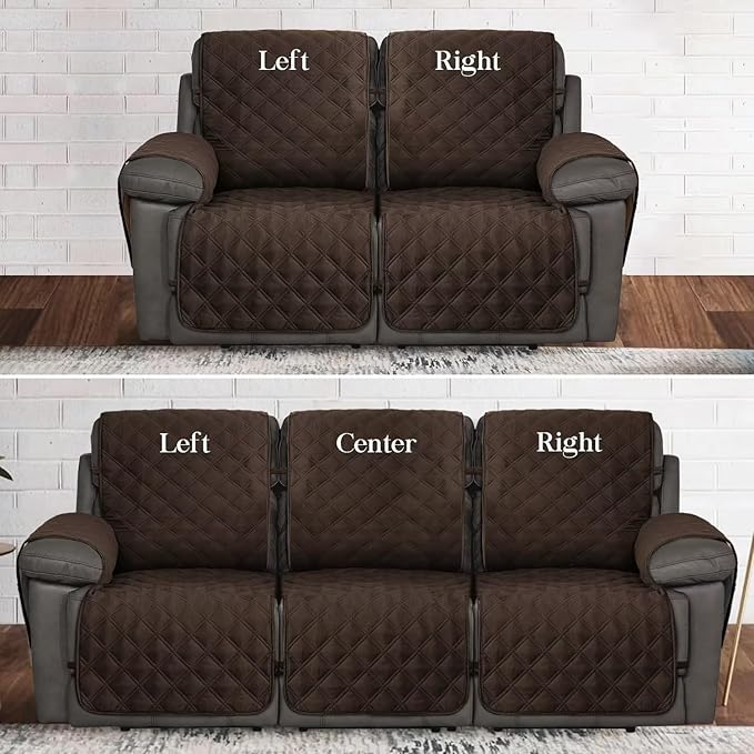 TOMORO Non-Slip Recliner Sofa Cover - 100% Waterproof Recliner Chair Slipcover Furniture Protector, Washable Couch Cover with Elastic Straps for Dog and Kids, Brown, 23 Inch Middle