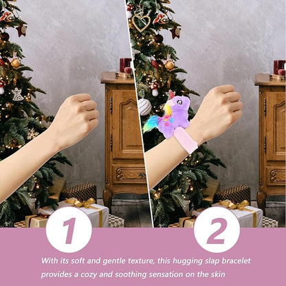 Abaodam Animal Slap Bracelet Unicorn Slap Bracelet Plush Stuffed Animal Hugger Snap Wrist Band for Kids Birthday Party