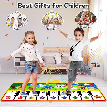 Piano Mat - 53" x 23" Musical Mat 8 Animals Sounds Dance Mat for Kids Touch Play Dancing Mat Toy Gifts for 1 2 3 4 5 6 Year Old Girls Boys