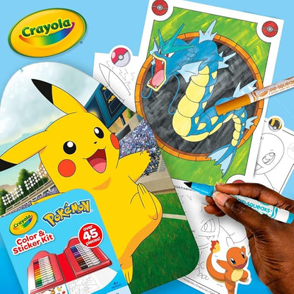 Crayola Pokemon Art Kit for Kids (45pcs), Pokemon Coloring Book Pages, Pokemon Stickers for Kids, Pokemon Toys, Holiday Gift, Ages 4+