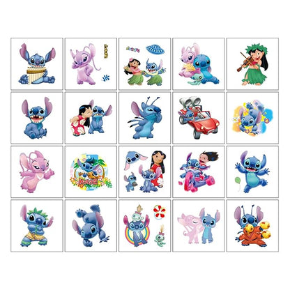 20PCS Cute Stitch Temporary Tattoos Stickers Lilo&Stitch Waterproof Temporary Tattoos Stickers for People,Classroom Reward Supplies,Birthday Party Halloween and Christmas Surprise Decoration Supplies