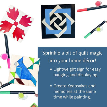 Large Water Wheel Unfinished Barn Quilt Kit, DIY Square Wooden Sign Stencils for Painting, Country Decor Canvas Quilts Blocks Patterns to Paint AVTRBoutique (21 inches, Friendship Star)