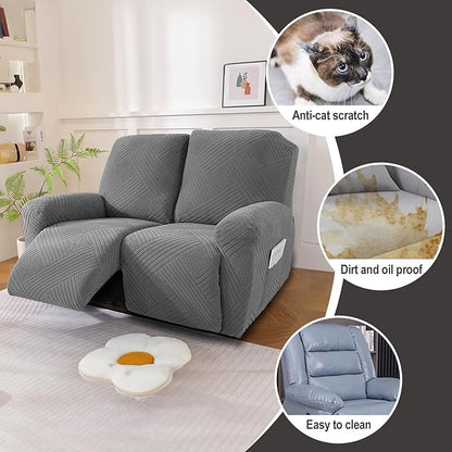 NORTHERN BROTHERS Recliner Loveseat Covers - Recliner Sofa Covers 2 Seater Loveseat Covers for Reclining Loveseat Recliner Cover, Light Gray