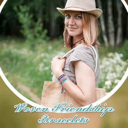 Henoyso 24 Pcs Nepal Woven Friendship Bracelets Adjustable Braided Bracelets Woven Bracelet String Friendship Bracelets with a Sliding Knot Closure for Women
