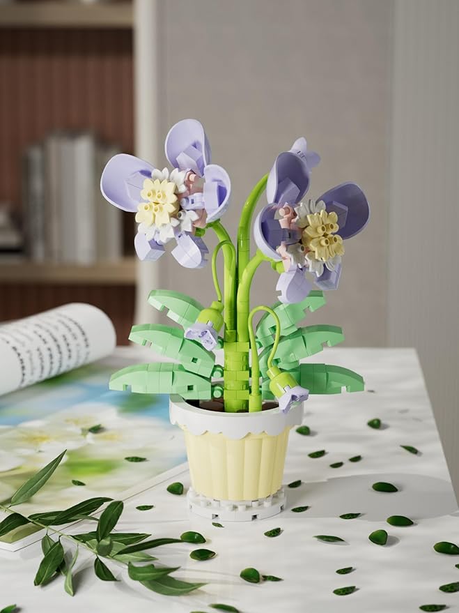 Orchid Mini Flower Potted Bonsai Building Toy Blocks Particle Flower Botanical