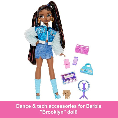 Barbie Dream Besties Doll & Accessories Playset, Brooklyn” Posable Fashion Doll with Long Black Hair, 9 Music-Themed Pieces