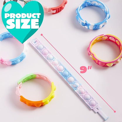 JOYIN 36 Packs Valentines Day Pop Fidget Bracelet, Multicolor Stress Relief Finger Press Bracelets Wristband Fidget Toys for Kids Valentine's Classroom Exchange, Valentine's Party Favors