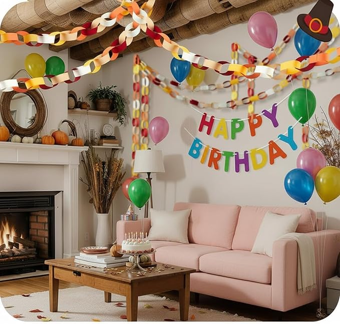 Lincia 600 Sheet Paper Chain Garland Strips 1x8 Inch with Double Sided Tape, DIY Construction Paper Chains for Birthday Wedding Holiday Party Decorations, Crafts Supplies (Warm Color)