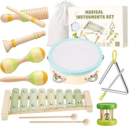 Xylophone for Toddlers 1-3, Montessori Toys for 1 Year Old, Baby Instruments Wooden Percussion Set, Baby Xylophone for Boys and Girls, Preschool Educational Birthday Gifts