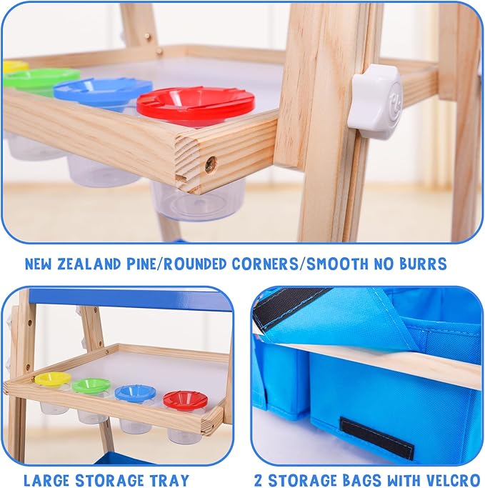 Joyooss Art Easel for Kids Easel for Toddlers, Kids Art Easel Magnetic Whiteboard & Chalkboard Adjustable Standing Wooden, Art Easel for Kids Age 4-8 9-12 Easel Kids Easels for Toddler Art Easel