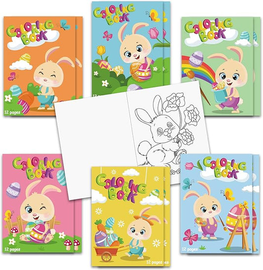 CCINEE 12 Pack Easter Coloring Books,Assorted Rabbits Painted Eggs Patterns Drawing Books for Easter Party Favors(6 Styles,144 Pages)…