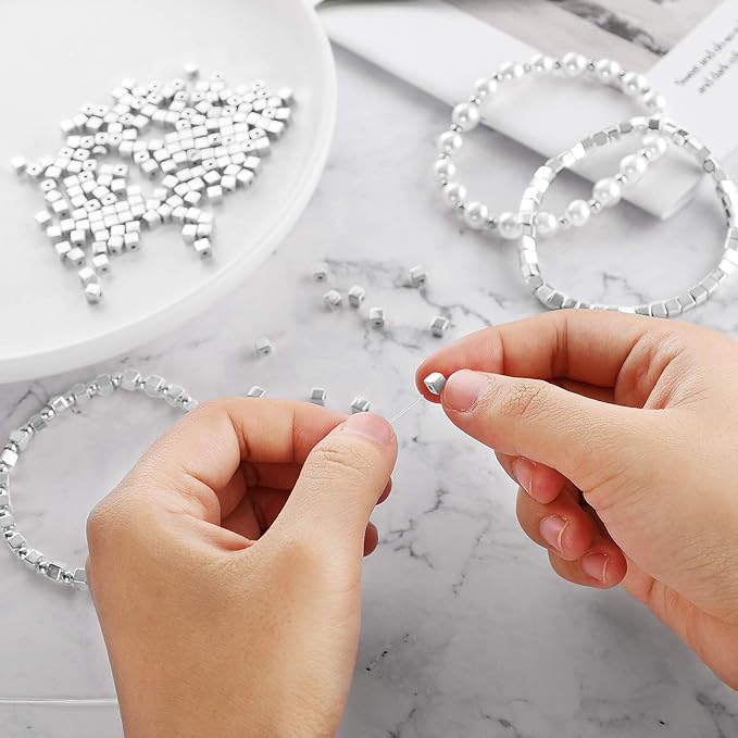 Yaomiao 3000 Pieces Spacer Beads Set Friendship Bracelet Kit Bracelet Beads Assorted Round Cube Column Gold Sliver Beads for Bracelet Jewelry Making(Gold, Sliver, Black)