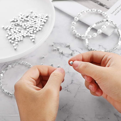 Yaomiao 3000 Pieces Spacer Beads Set Friendship Bracelet Kit Bracelet Beads Assorted Round Cube Column Gold Sliver Beads for Bracelet Jewelry Making(Gold, Sliver, Black)