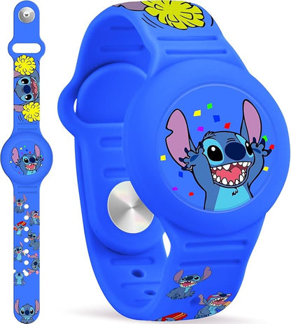 Waterproof for Airtag Bracelet for Kids, Cute Cartoon Air Tag Holder Wristband with Hidden Design, Soft Silicone Airtag Case for Child, Navy Blue