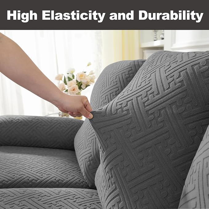 NORTHERN BROTHERS Stretchy Recliner Sofa Covers 3 Seater, Couch Cover Recliner Sofa 3 Cushions, Sofa Recliner Covers, Light Gray