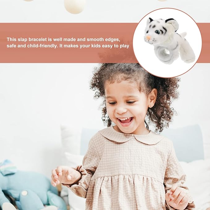 Kisangel 1pc Plush Huggable Stuffed Animals Jungle Themed Slap Bracelet Wrist Hugger Plush for Jungle Party Favors(As Shown 1)