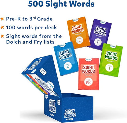 Skillmatics Flash Cards - 500 Sight Words for Preschool (Pre-K), Kindergarten, 1st, 2nd, 3rd Grade Gifts, Includes The Dolch & Fry Word List & 6 Unique Games