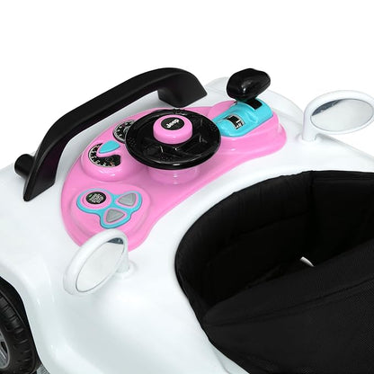 Jeep Classic Wrangler 3-in-1 Grow with Me Activity Walker - Features Music, Lights, Removable Play Tray, Push Walker Mode, Converts into Rolling Car Toy, White/Pink