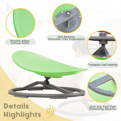 BABAMU Autism Kids Swivel Chair,Sit and Spin Chair for Kids,ADHD Sensory Integration Therapy,Training Body Coordination,Wobble Disk for Toddlers,Improve Focus,Metal Base Non Slip Safer（Green）