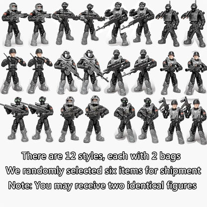24 PCS Special Forces Building Block Action Mini-Figures Blind Bags with Multiple Military Weapons Accessories Equipment Assembly Building Toys Party Favors for Boys
