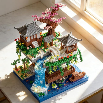Beego Cherry Blossom Bonsai Tree Architecture Mini Building Kit Set, Chinese Peach BlossomArchitecture Building Blocks with Light, Japanese Sakura Tree House Gift for Adults, Teen(2500PCS)