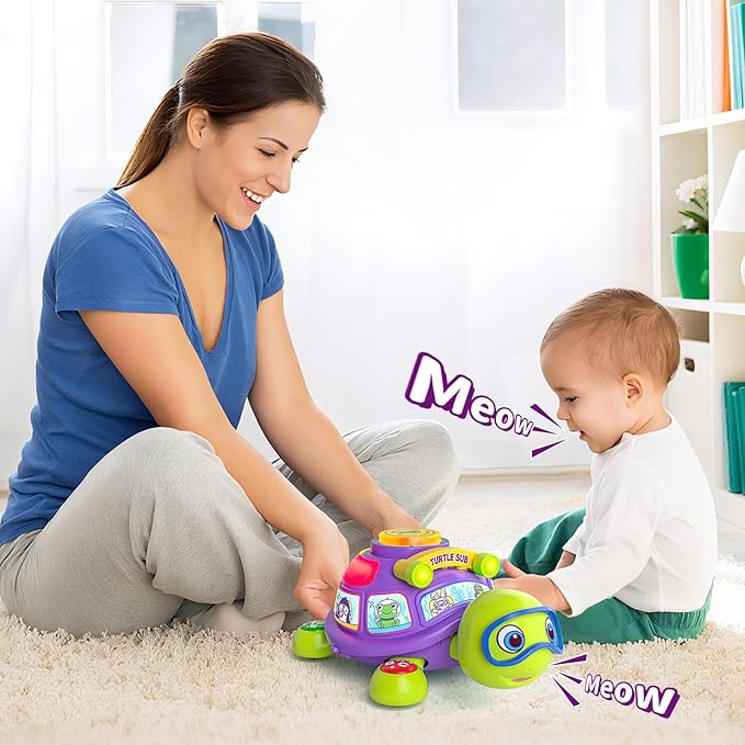 ToddlerCley Musical Turtle Baby Toys 6-12 Months, Bilingual Educational Crawling Toys for 6 7 8 9 10 Months, Infant Tummy Time Toy with Sound, Lights, Gifts Presents for 5 6 9 12 Months Baby