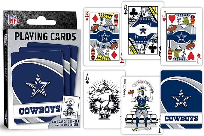 MasterPieces - NFL Playing Cards, Officially Licensed Dallas Cowboys Football Deck, Family Games for Adults and Kids, Standard Index