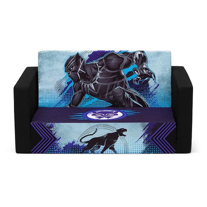 Delta Children Marvel Black Panther Cozee Flip-Out Sofa with Memory Foam - 2-in-1 Convertible Sofa to Lounger, Black