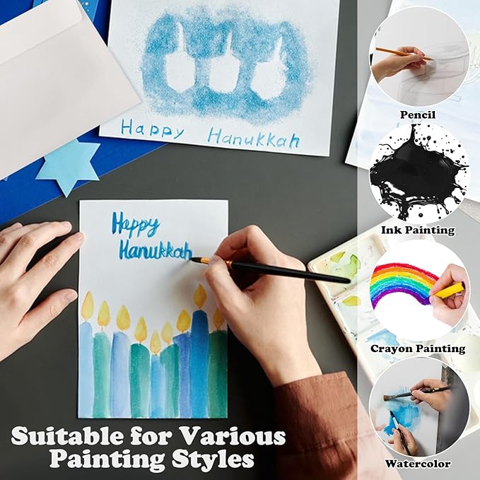 30 Sets Blank Watercolor Cards with Envelopes, 140lb/300GSM Cotton Watercolor Paper Cards, 4 x 6 in Foldable Watercolor Postcards with Envelopes for Greeting Cards Birthday Wedding Invitations