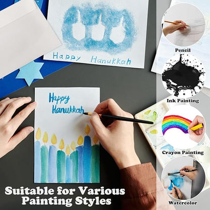 30 Sets Blank Watercolor Cards with Envelopes, 140lb/300GSM Cotton Watercolor Paper Cards, 4 x 6 in Foldable Watercolor Postcards with Envelopes for Greeting Cards Birthday Wedding Invitations