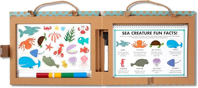 Melissa & Doug Natural Play: Play, Draw, Create Reusable Drawing & Magnet Kit – Ocean (42 Magnets, 5 Dry-Erase Markers) - FSC Certified