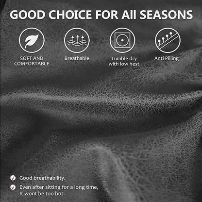 Loveseat Recliner Cover Leather Look Recliner Loveseat Covers Recliner Sofa Cover for 2 Seater Reclining Couch Spandex Fabric Washable 6 Pieces (2 Seater, 02 Light Grey)