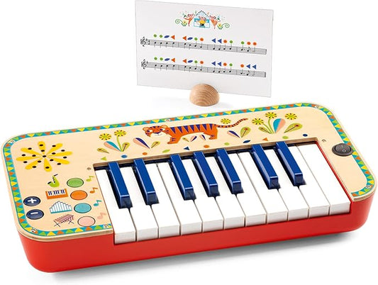 DJECO Animambo Synthesizer - Safe Music Instrument for Kids, Cute Educational Toddler Musical Toy for Motor Skills, Creativity, Imagination & Rythym - Toys for 3+ Years Girls & Boys