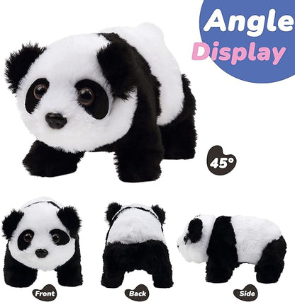 Hopearl Crawling Panda Interactive Electronic Pet Plush Toy with Sounds and Movements Animated Shaking Head Gifts for Toddlers Birthday, 7''