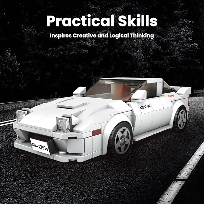 Mould King Speed Champion Cars Building Sets, RX-7 Mazda Initial D Car Model with Display Case, 27015 MOC Collectible Toys Blocks Car Kits for Adults and Boys Kids Aged 8+ (369 Pieces)