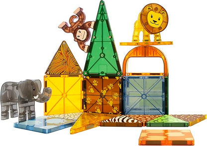 MAGNA-TILES Safari Animals 25-Piece Magnetic Construction Set, The ORIGINAL Magnetic Building Brand