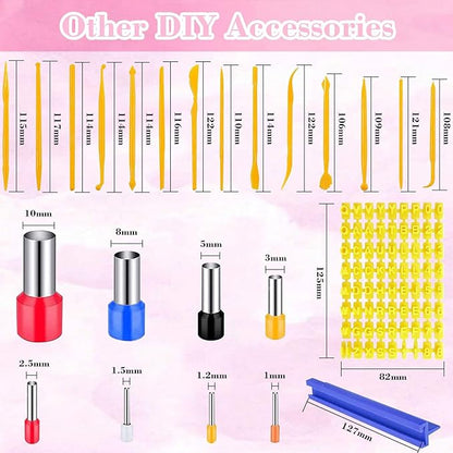 Fesorsi 782 Pcs Clay Earring Making Kit, 49 Polymer Clay Molds Stainless Steel, Polymer Clay Tools with 8 Circle Cutters, 1 Clay Letter Stamps and 710 Pcs Earring Accessories for DIY Jewelry