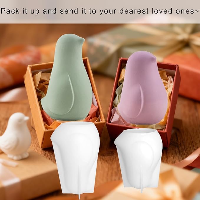 2Pcs Bird Resin Silicone Mold Set Lovely Pigeon Epoxy Casting Molds for Flower Preservation DIY Bookends Art Crafts Home Decor Ornament Keepsake Making Casting Projects Soap Clay Candle