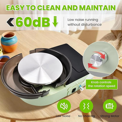 iMeshbean Pottery Wheel Machine Knob Controls Speed, 6" Turntable Two-Way Rotation Clay Wheel, DIY Mini Pottery Wheel Kit for Kids and Beginners Adults