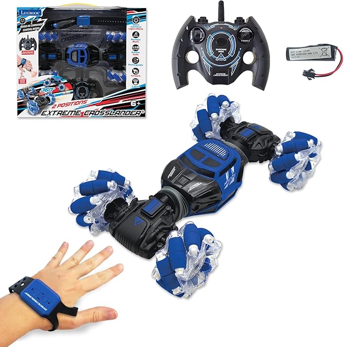 LEXiBOOK, Extreme Crosslander, Off-Road Remote Control car, up to 12km/h, Light Effects, Remote Control & Gesture Control Bracelet Included, Music, Rechargeable, RC50, Unisex Children