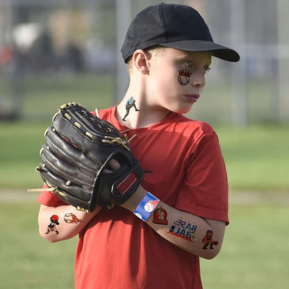 40Pcs Baseball Slap Bracelets Party Favors with Baseball Tattoo Birthday Gifts Baseball Party Decorations Snap Band for Kids Boys