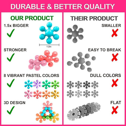 Curious 2 Learn Pastel Colors Building Blocks 300ct - Kids STEM Toys Educational Building Toys- Discs Sets Interlocking, Solid Plastic for Preschool Kids Boys and Girls Aged 3+, Creativity Kids Toys